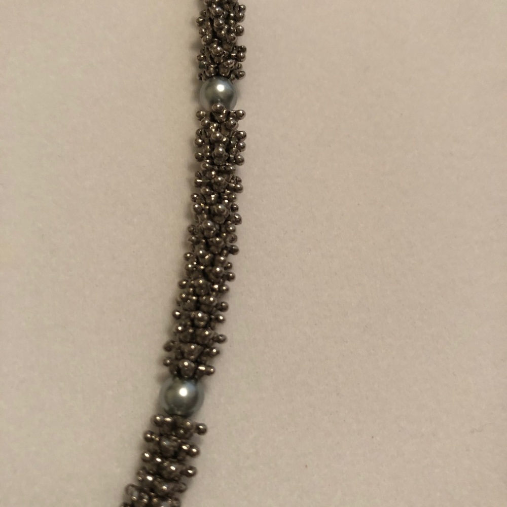 Silver tone spacer & bead necklace. - Picture 5 of 6